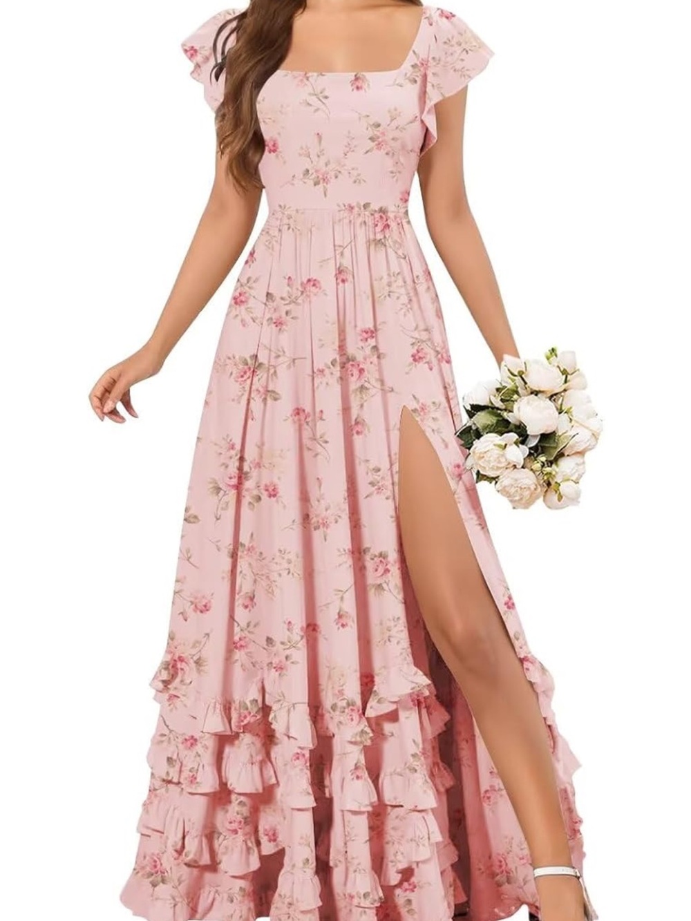 Pink Floral Bridesmaid Dress
